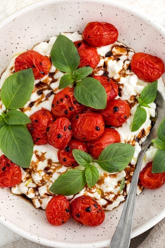 Cottage Cheese Tomato Caprese Bowl